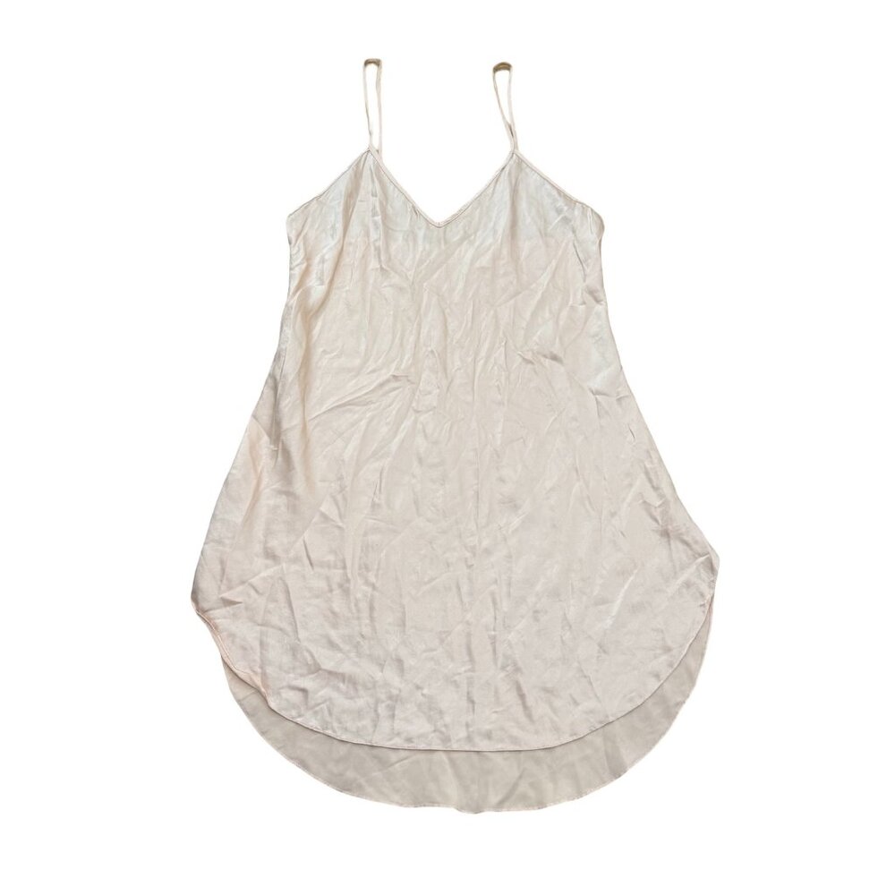 Vintage Andres Peach Silk Slip Dress Spaghetti Strap USA 1990s